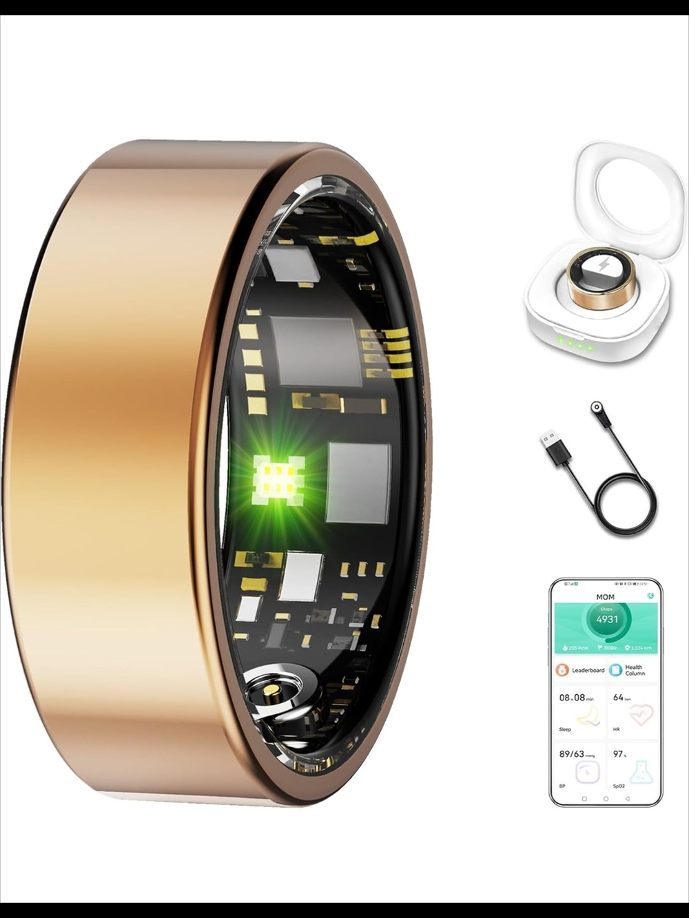 Smart Ring in Rose Gold - Activity & Sleep Tracker Size 10